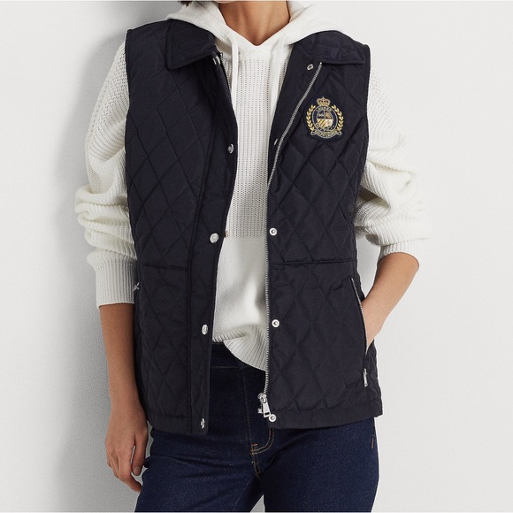 LAUREN RALPH LAUREN Crest Patch Quilted Vest - Picture 1 of 11